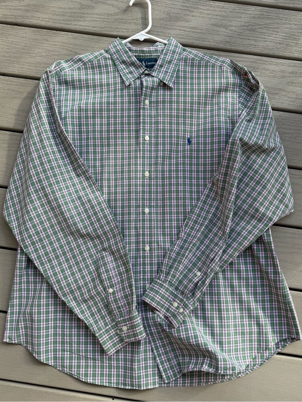 Ralph Lauren Classic Fit Plaid Button Down Shirt XL Green Pink Preppy Cotton